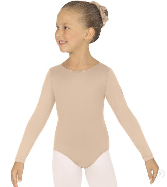 Eurotard 44265C Girls Microfiber Long Sleeve Leotard Nude